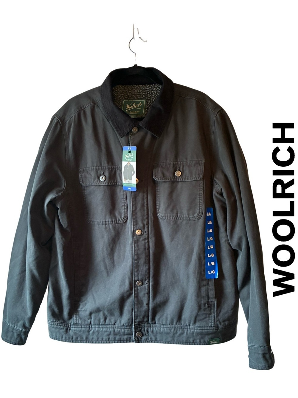 Woolrich Men's Black Button-front Sherpa Lined Work Jacket - NWT